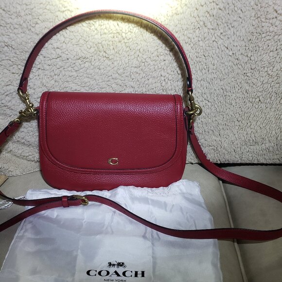 NWOT COACH Legacy Small Pebbled Leather Shoulder Bag (Ruby) - Picture 1 of 2